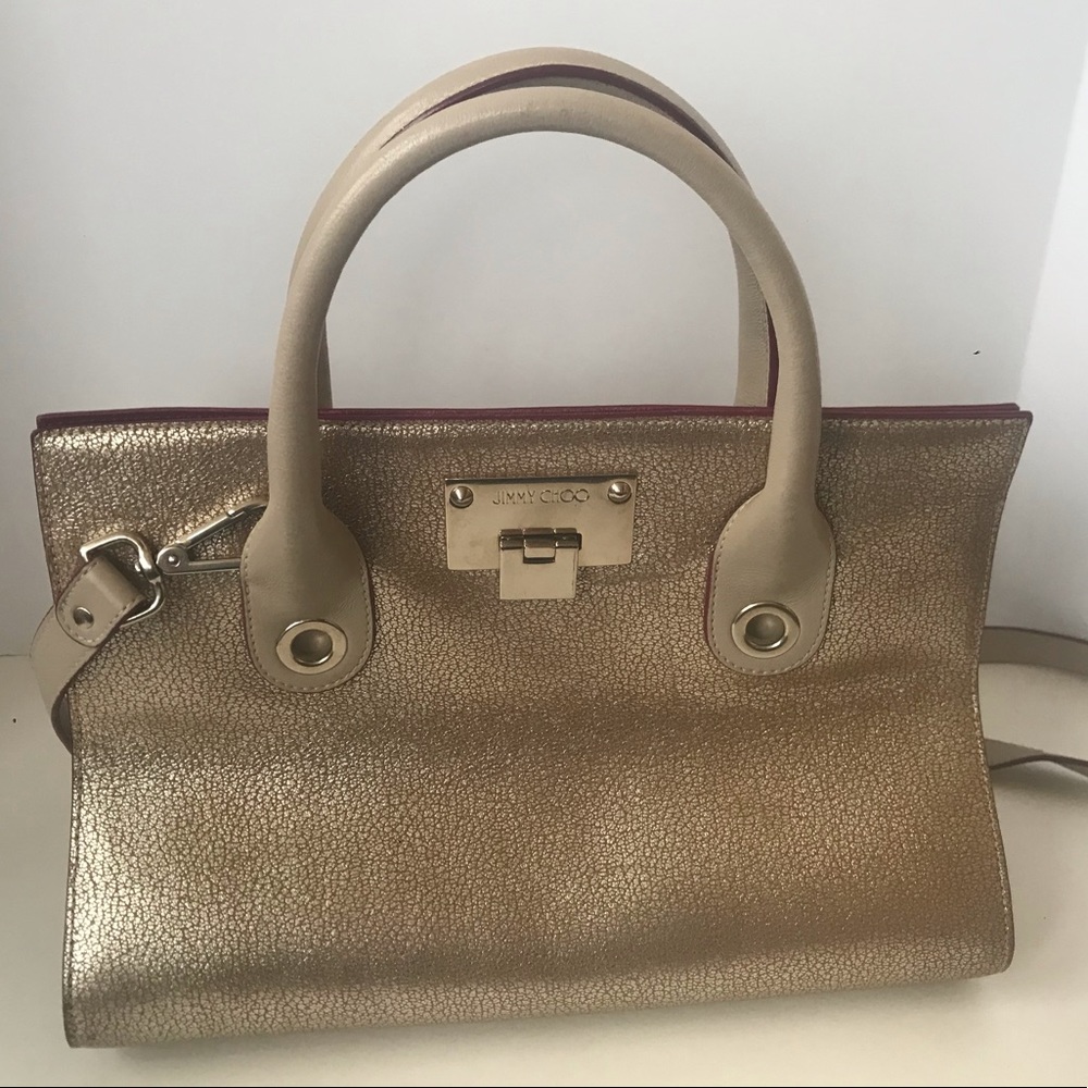Jimmy Choo Riley M Metallic Goat Leather Champagne